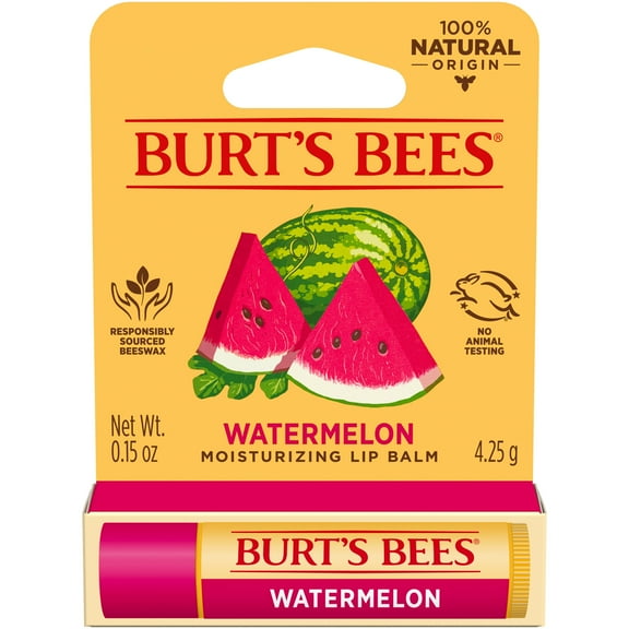 Burt's Bees 100% Natural  Moisturizing Lip Balm with Beeswax, Watermelon, 1 Tube