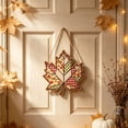 thumbnail image 4 of Fall Maple Leaf Wooden Door Hanger, 11.8" Plaid Patchwork Welcome Sign, Rustic Front Door Ornament, Thanksgiving Harvest Wall Pendant, Farmhouse Home Art Decor, Autumn Entryway Hanging Plaque, 4 of 7