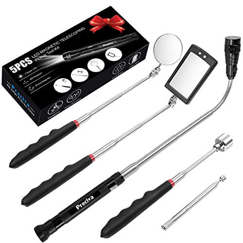 3 Pc 4-1/4" Round Tray Telescopic Inspection Mirror and Magnetic Pick-up Tool 