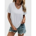 thumbnail image 3 of Women's T Shirts V Neck Casual Short Sleeve Summer Basic Tops Tees, 3 of 5