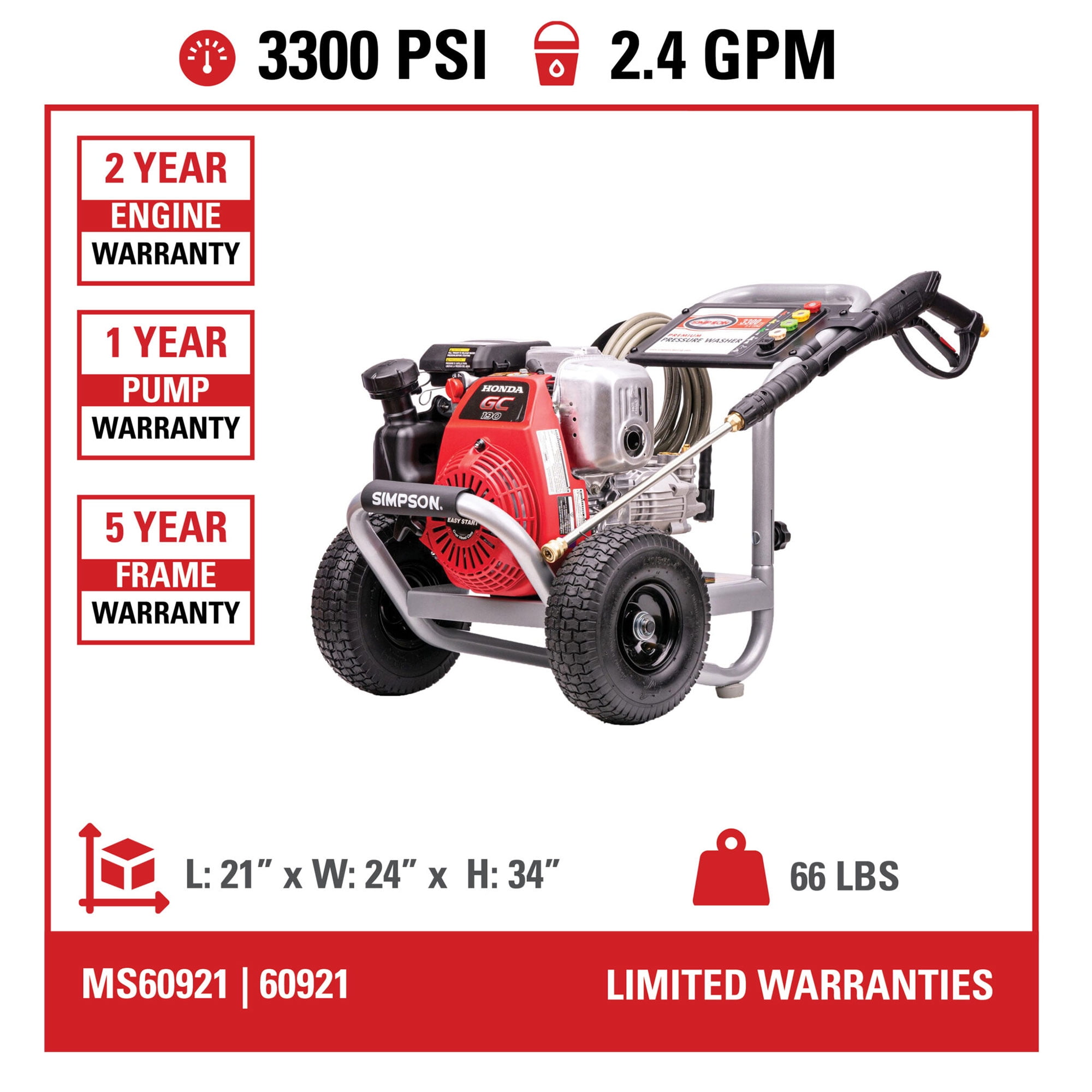 Simpson megashot 3300 2024 psi pressure washer