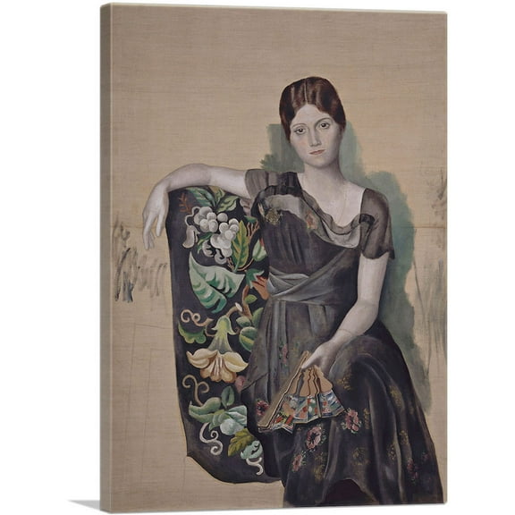 ARTCANVAS Olga in an Armchair 1918 Canvas Art Print by Pablo Picasso - Size: 26" x 18" (0.75" Deep)