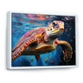 thumbnail image 2 of Designart "Soft Hued Sea Turtle" Animals Turtle Floater Framed Wall Art Living Room, 2 of 5