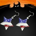 thumbnail image 4 of Halloween & 4th of July Acrylic Earrings - Cute Moon Cat/Star & Flag Designs, Lightweight Hooks for Women, Party & Daily Wear, 4 of 7