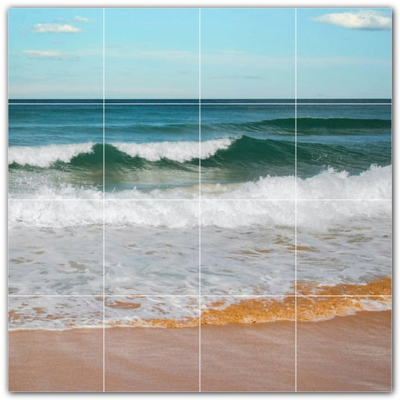 Picture-Tiles.com: Waves Ceramic Tile Wall Mural WAL501168-44S. 17"W x 17"H using (16) 4.25" x 4.25" Ceramic Tiles-Satin Finish
