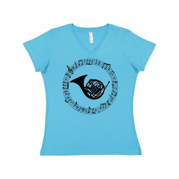 Inktastic French Horn Music Women's V-Neck T-Shirt