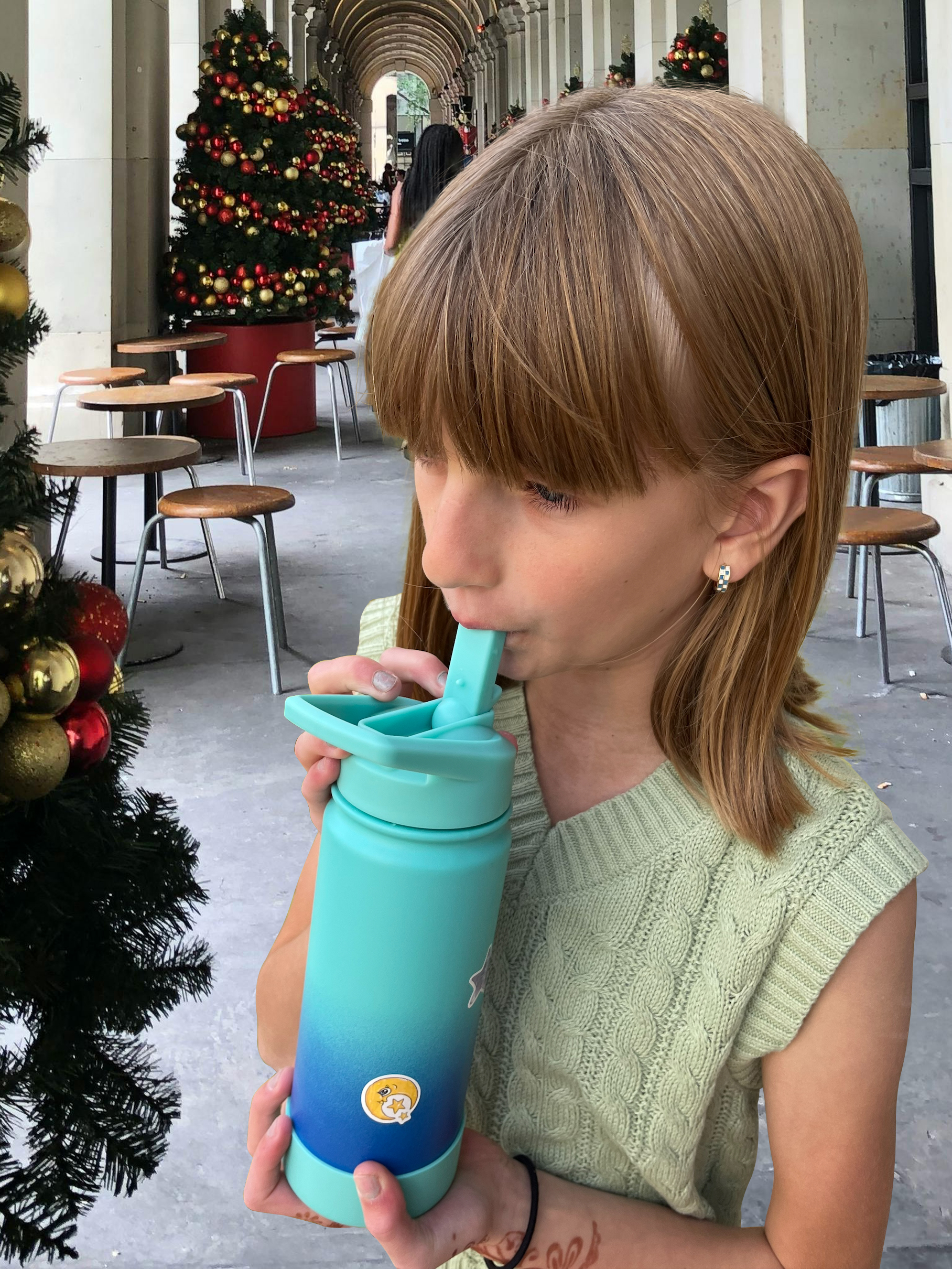 mininoo Kids Water Bottle for School, 16oz Stainless Steel Insulated Water Bottle Kids with Straw Lid for Girls, Boys