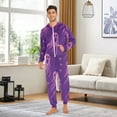 thumbnail image 5 of Purple Ghost Pattern Design Adult onesie Pajamas, Crystal Velvet Ultra Soft Warm Jumpsuit for Men and Women, 5 of 7