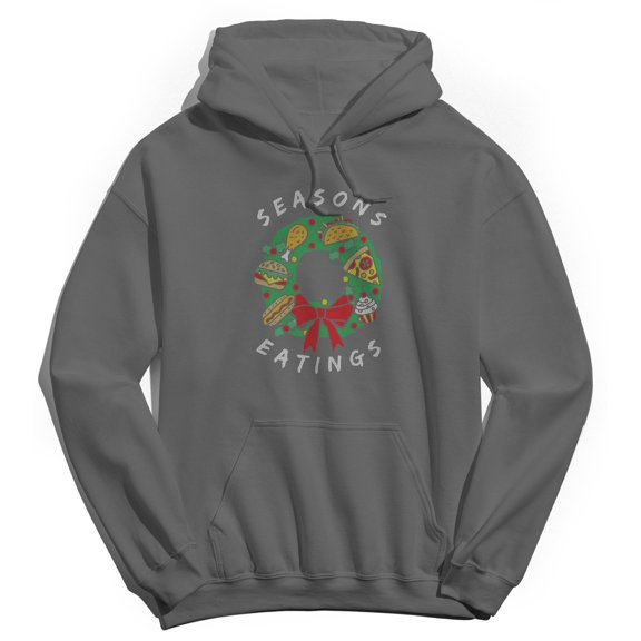 Christmas Holiday Seasons Eating Graphic Charcoal Men's Cotton Pullover Hoodie