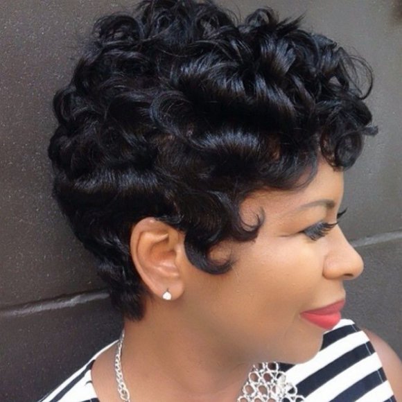 Peluca de Malla de Rosa Rizada para Mujer Africana Pequeña Rizada de Cabello Corto