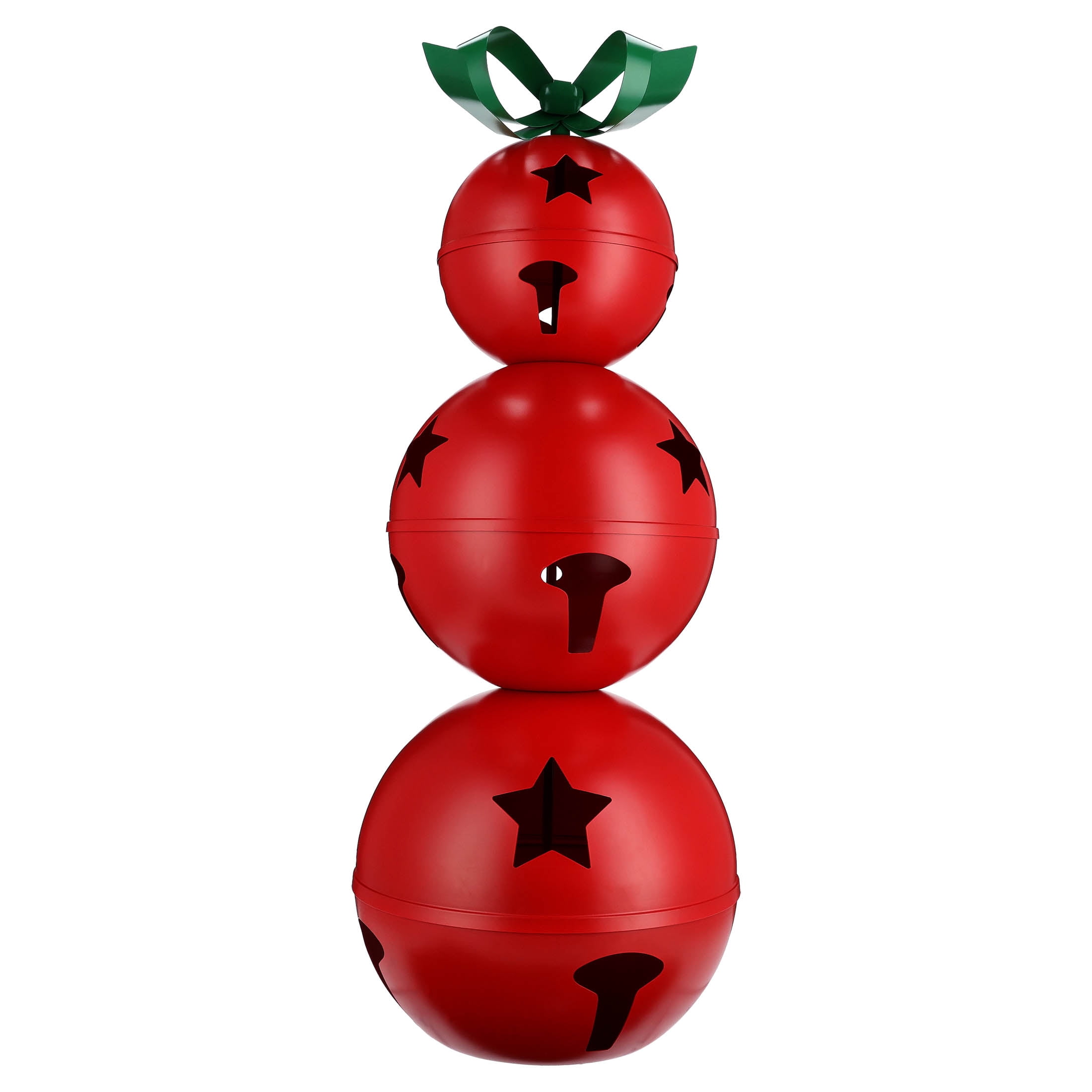Stacked Metal Jingle Bells Christmas Decoration, Red and Green, 36", by Holiday Time