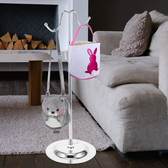 HONITANO Purse Hanger Hook Metal Handbag Stand for Retail Stores Adjustable from 38 to 70 Cm 1Set Silver