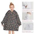 thumbnail image 5 of Football Dot Darkblue Pattern Teens Oversized Sherpa Wearable Blanket Hoodie, Hooded Blanket Sweatshirt with Large Pockets, 5 of 6