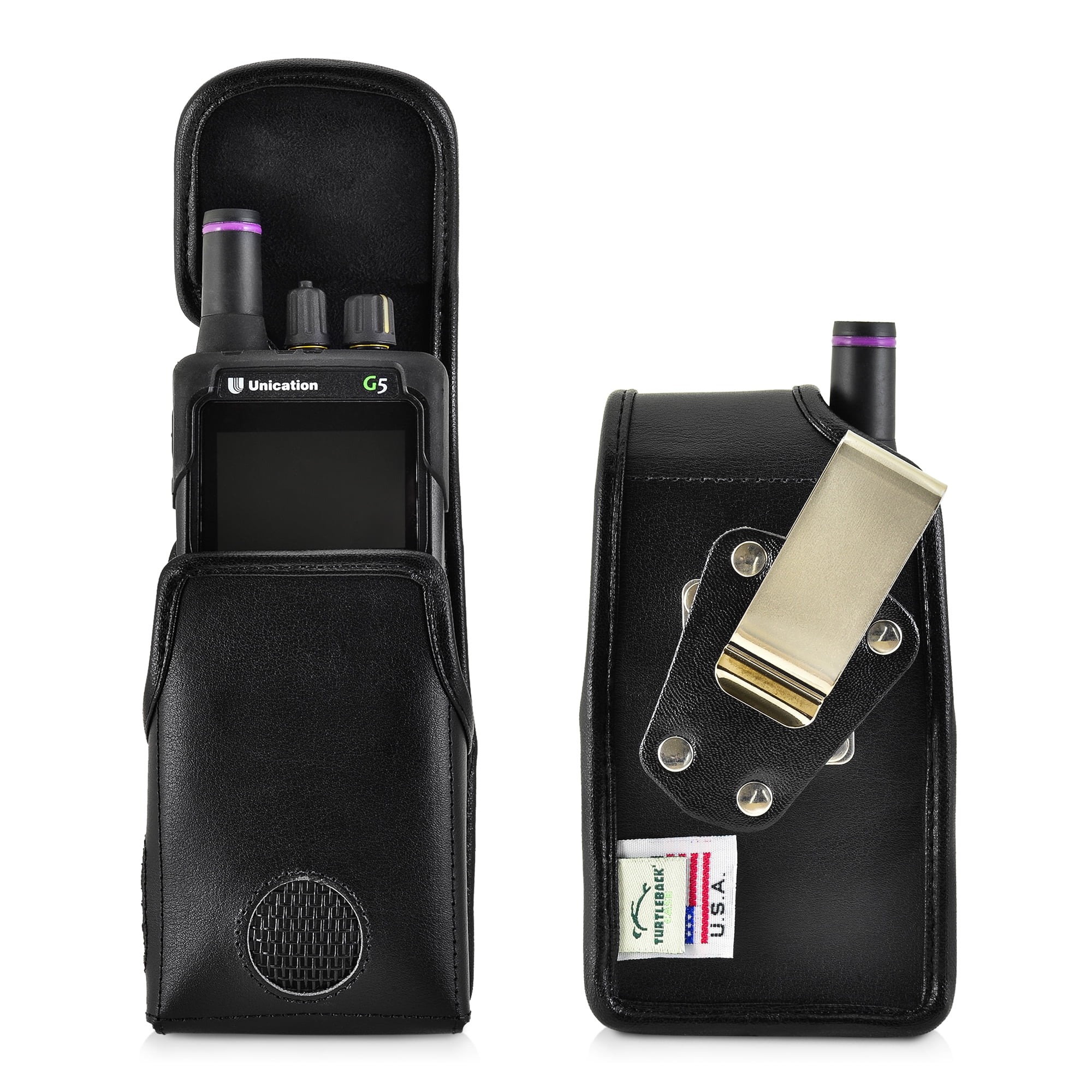 Unication G4 G5 Pager Fire Radio Leather Pouch Holster Metal Belt Clip