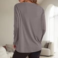 thumbnail image 3 of Womens Oversized Long Sleeve T Shirts Fall Basic Crewneck Tee Tops (Coffee XL), 3 of 5