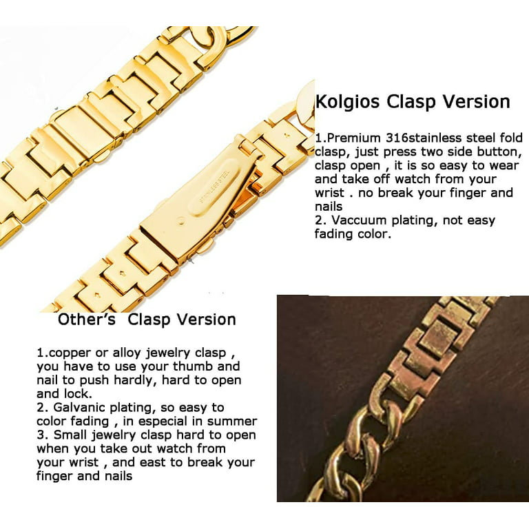 Kolgios 42/44/45mm Gold Cool Chain Women Metal Smartwatch Band Compatible  for Apple Watch Series 7/6/5/se/4/3/2/1 Man Adjustable Bracelet for Iwatch 7 /6/5 Gifts for Her/Him in Saudi Arabia
