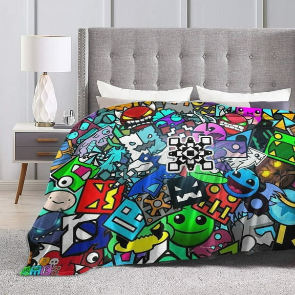 Geometry Dash Ultra-Soft Micro Fleece Blanket Cozy Blanket Thick Warm Plush Throw Blanket Sofa Cushion 40"X30"