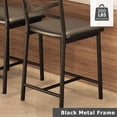 thumbnail image 4 of 26" Bar Stools Set of 2, Counter Height Bar Stools Metal Dining Chairs with Straight-line Back Back and Thick Cushion PU Leather Restaurant Dining Room Chairs with Waterproof Surface,Black, 4 of 7