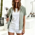 thumbnail image 2 of BXJX Womens Hoodies with Zipper, Drawstring Lightweight Short Sleeve Casual Athletic Jackets with Pockets Green Size M, 2 of 7