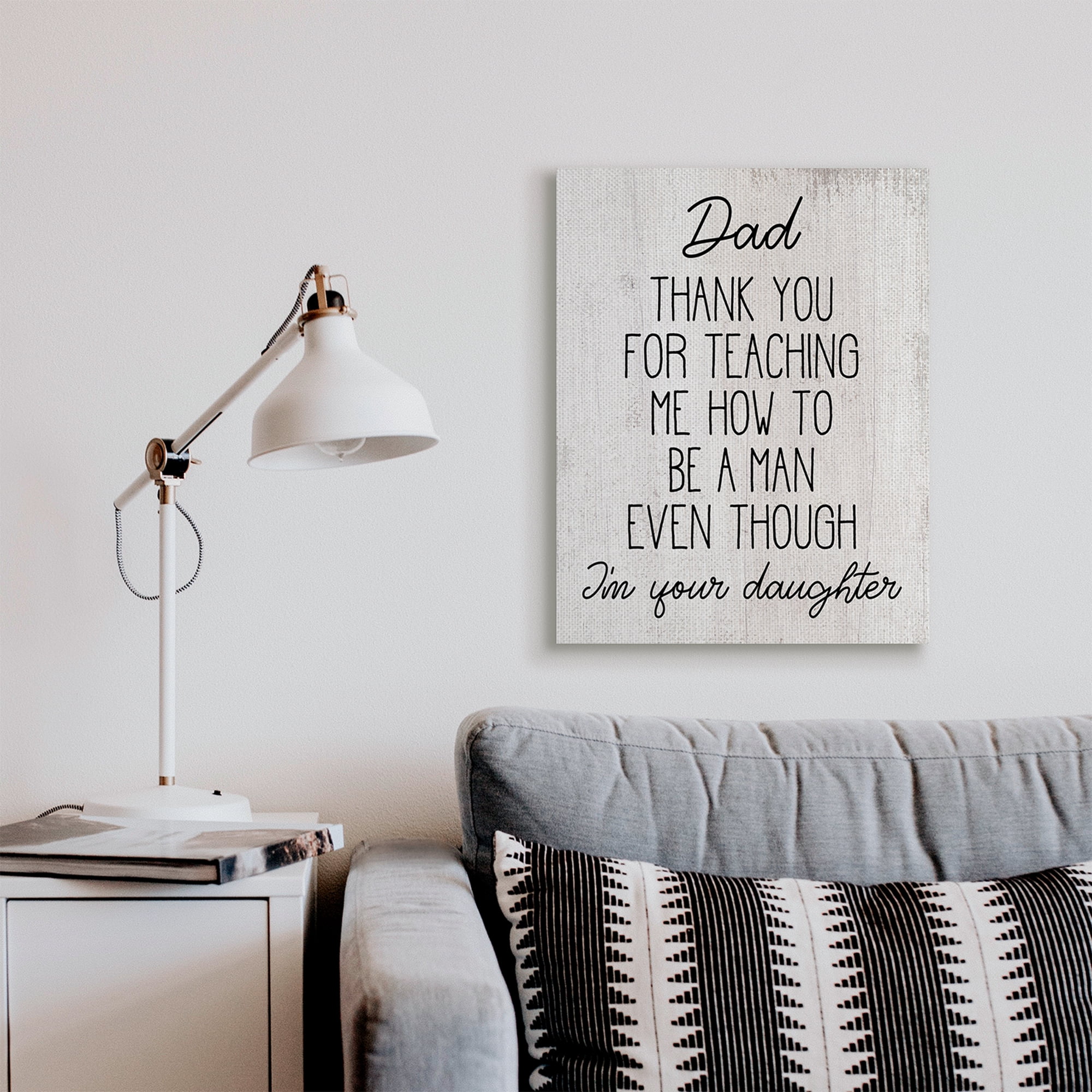 Stupell Industries Dad Thank You Phrase Family Daughter Humor Inspirational Painting Gallery Wrapped Canvas Art Print Wall Art, 24 x 30