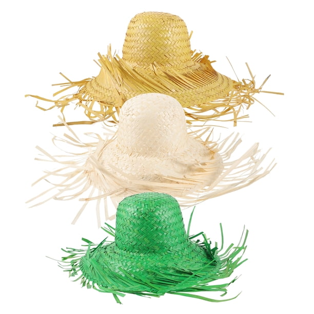 3 piezas de sombrero de playa tejido estilo hawaiano, sombrero artesanal de verano, sombrero multifuncional para exteriores.