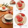 thumbnail image 3 of Red Poppy Flower Beige Plaid Oil Painting Floral Print Pot Holders Trivets, 2 PCS Round Cotton Thread Weave Potholders for Kitchens Hot Pads Table Mats Coasters for Hot Dishes, 3 of 7