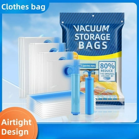 Vacuum Seal Storage Bags with Hand Pump, 7 Bags, Space Saver Bags for Clothes and Blankets, 85% More Storage