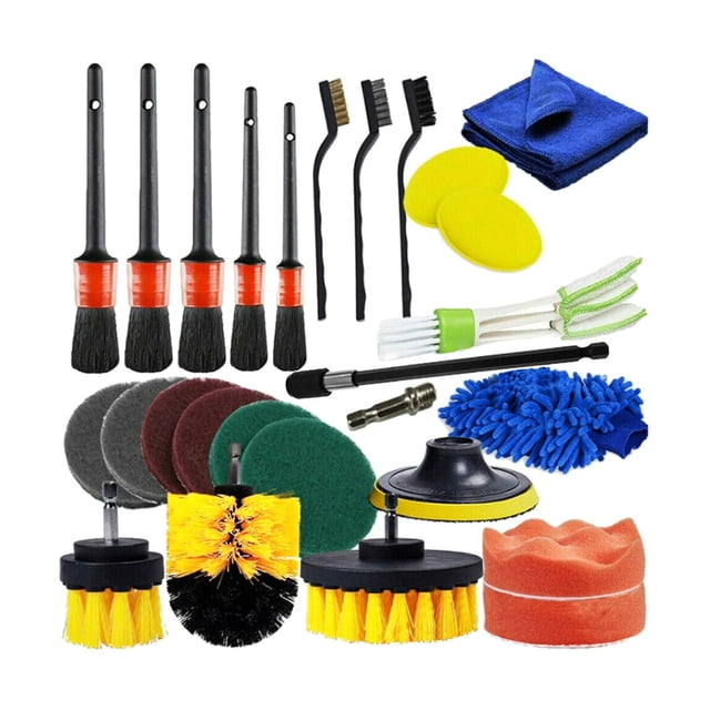 Speravity Kit de cepillos para detalles de automóviles, 26 Uds., para guardabarros de llantas, limpieza Interior Exterior Combinaciones de reproductor de DVD/TV para coche