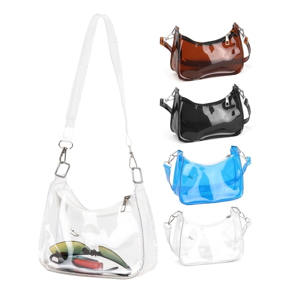 Gustave Women Clear Tote Shoulder Bag Stadium Approved PVC Small Clutch Handbag Purse Underarm Bag for Concerts Sport Events - Clear