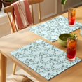 thumbnail image 4 of Farmhouse Leaves Placemats Set of 6, Plants Turquoise Non-Slip Place Mats Washable Table Mats for Kitchen Dining Table Decorations Indoor/Outdoor, 4 of 9