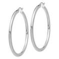 thumbnail image 2 of Auriga Fine Jewelry 14K White Gold 3mm Tube Hoop Earrings for Women (L-50mm, W-3mm), 2 of 5