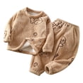 thumbnail image 4 of Taybagh Girls Outfits Size 6 Cute Plush Baby Clothes for Girls Warm Long Shirt Long Pants Casual Home Wear Brown 4-5 Years, 4 of 9