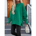 thumbnail image 5 of Women Oversized Sweatshirts Thumbhole Long Sleeve Hoodies Shirts Fall Side Slit Pullover Top Y2k Outfits Green S, 5 of 9