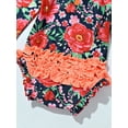 thumbnail image 6 of TiaoBug Baby Girls Rashguard Swimsuit Long Sleeve Floral Print Ruffle One Piece Bathing Suit Red 3-6 Months, 6 of 7