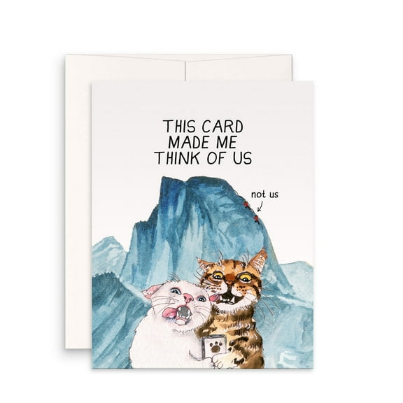 Whimsical Greeting Card – "This Card Made Me Think of Us" Design Featuring Funny Animals – Blank Inside with Envelope – Perfect for Friendship, Birthdays, or Just Because