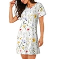 thumbnail image 2 of Fotbe Watercolor Floral A Bata de Dormir para Mujer con Estampado, Camisón de Algodón de Manga Corta, Ropa de Dormir Casual, 2 of 6