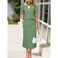 thumbnail image 4 of Jaimenalin Women'S Skirt Sets 2 Piece Outfits Summer Casual Striped Short Sleeve Skirt and Top Set Green S, 4 of 9