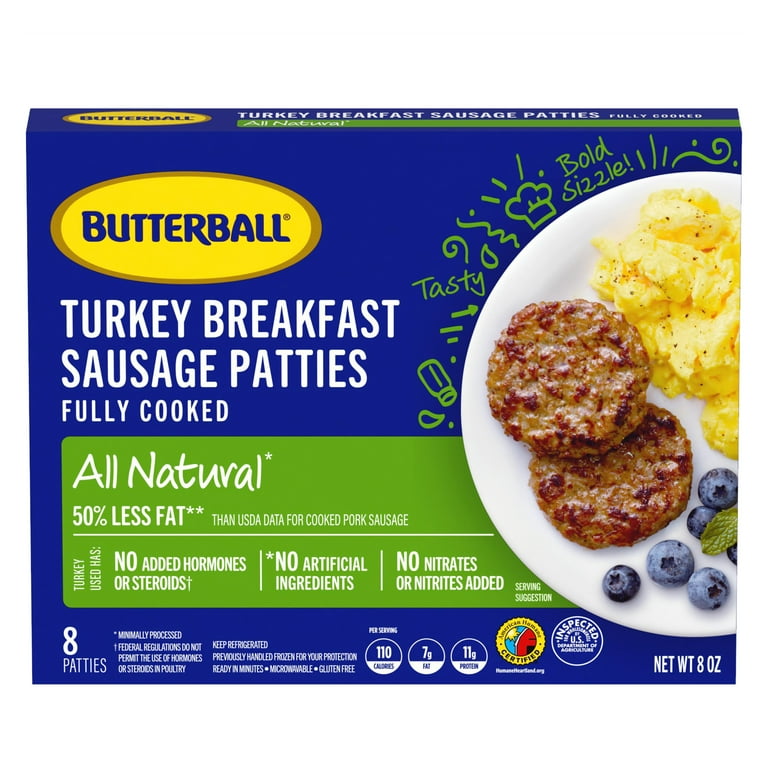 Butterball All Natural Turkey Breakfast Sausage Patties, 8 oz Pack