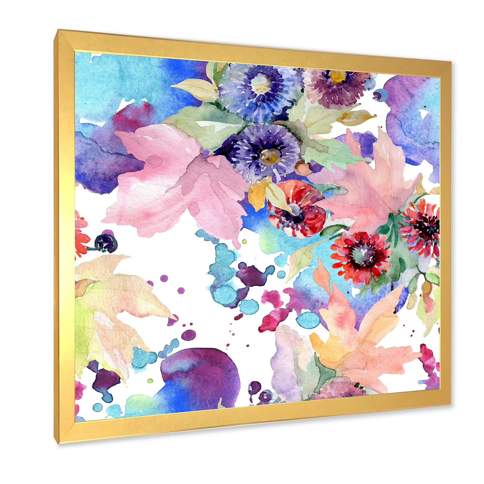 Designart 'Wildflowers and Vibrant Wild Spring Leaves VIII' Modern Framed Art Print