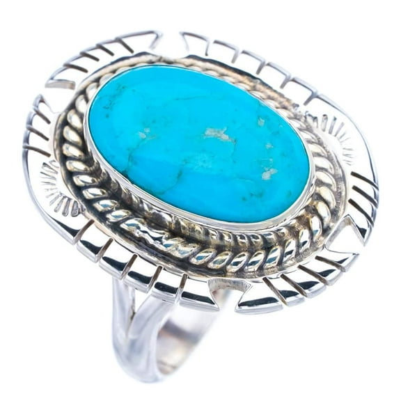 StarGems® Natural Turquoise Pigeon Handmade 925 Sterling Silver Ring 9 F2334