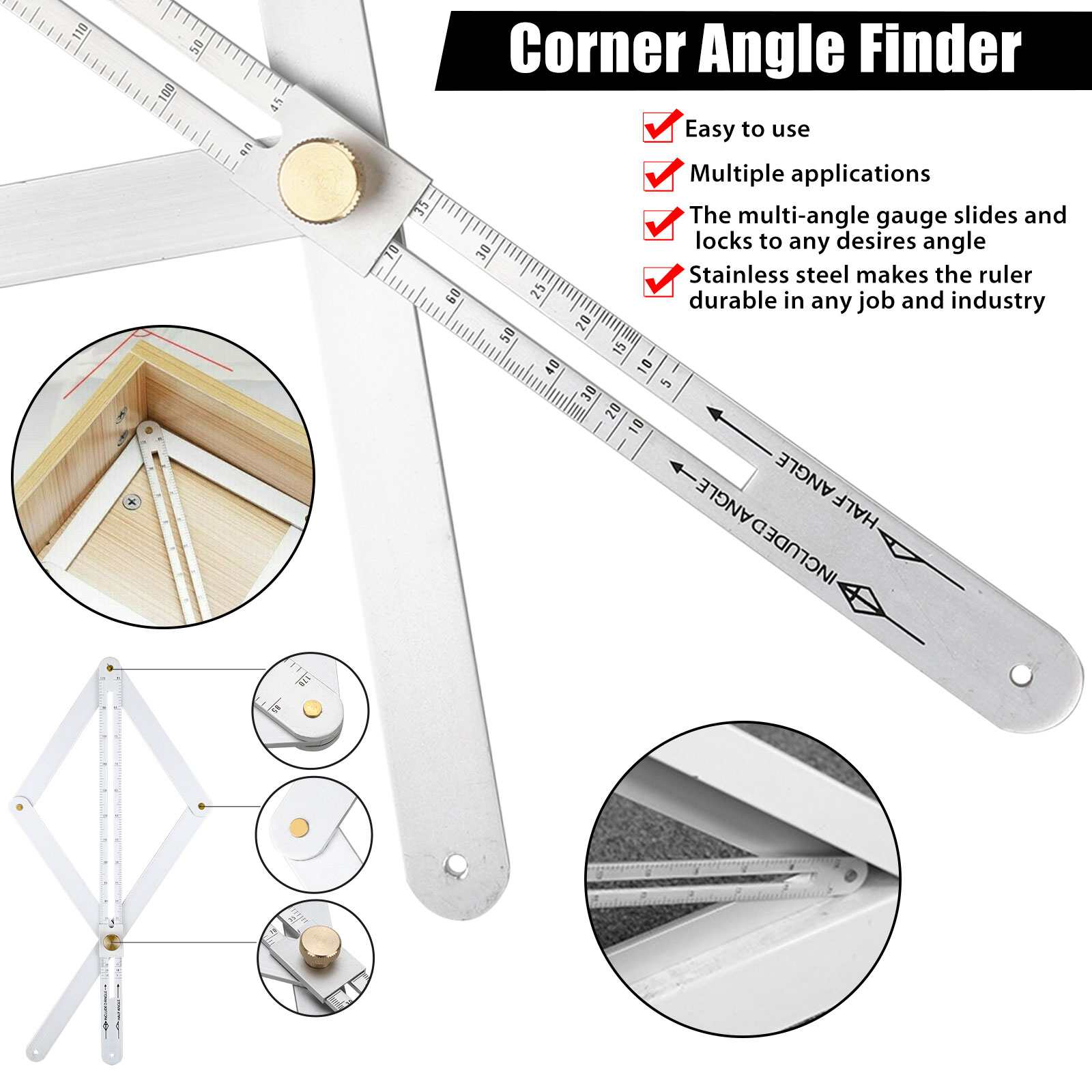 2020 Corner Angle Finder with Handle,Foldable Aluminium Alloy DIY Bevel & Corner Angle Layout Measuring Ruler for Woodworking 2020 Corner Angle Finder with Handle,Foldable Aluminium Alloy DIY Bevel & Corner Angle Layout Measuring Ruler for Woodworking