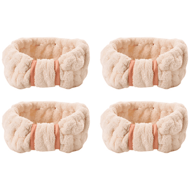 Paquete de 4 diademas de microfibra para spa, diademas faciales, diademas de maquillaje, diademas elásticas de tela de rizo para mujeres y niñas, para lavarse la cara, maquillaje, ducha, yoga,