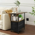 thumbnail image 2 of Nightstand with Charging Station, Narrow Side Table with USB & Type-C Ports, End Table with 2 Drawers and Shelves, Wood Bedside Table for Living Room, Bedroom, Office, Small Spaces, 2 of 7