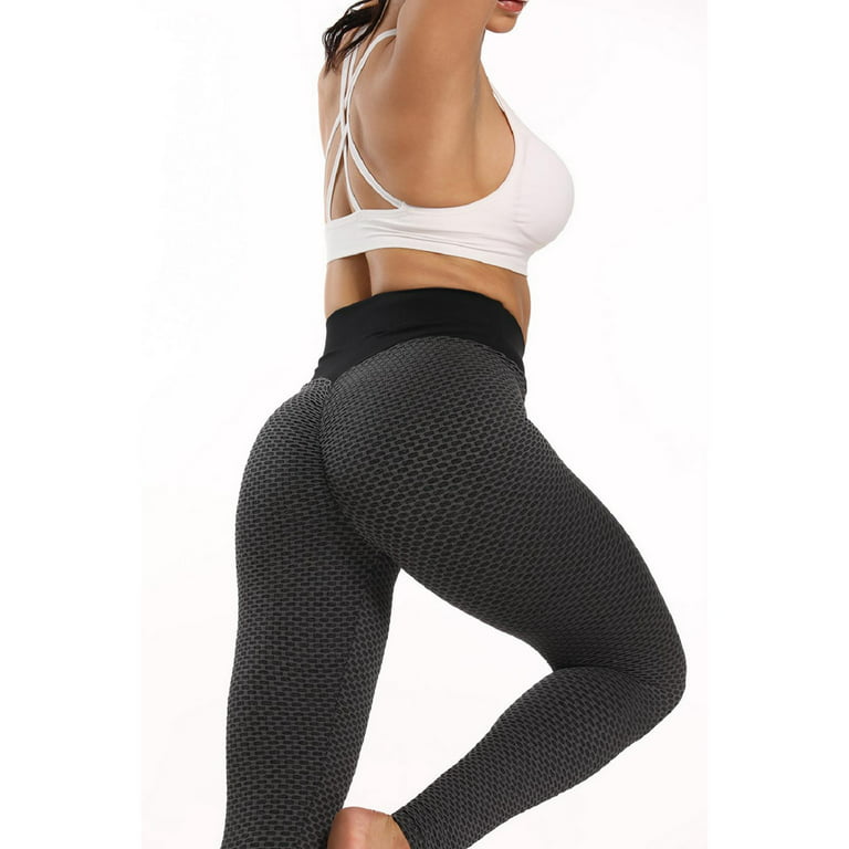 Grid Tights Yoga Pants, Women Seamless High Waist Leggings