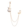 thumbnail image 1 of Men's Music Note Brooch Decoration Guitar with Note and Hanging Chain Brooch Gold, 1 of 10
