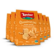 Loacker Quadratini Peanut Butter, Non-GMO Cream-Filled Bite-Size Wafer Cookies, 8.82 oz, Pack of 6