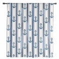 thumbnail image 2 of Navy Blue Anchor Nautical Semi Sheer Curtains Drapes for Living Room, Bedroom, French Doors Window 54 Inches Long, Coastal Ocean Blue Striped Rod Pocket Chiffon Curtain Drapery Voile Draperies Panel, 2 of 6