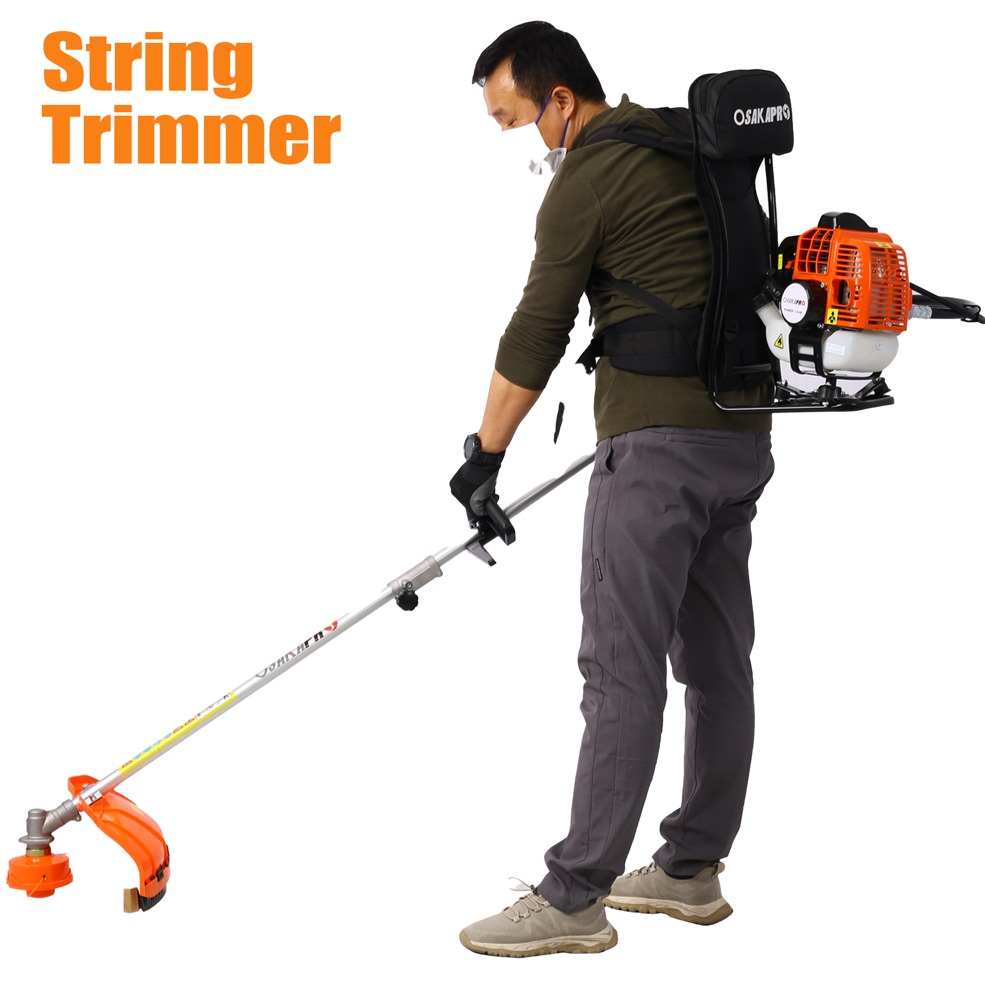 33CC 2-Cycle Grass Trimmer, Sesslife 4 In 1 Gas Powered Lawn Mower Full  Crankshaft Grass Edger with Gas Pole Saw, Hedge Trimmer, Grass Trimmer,  Brush Cutter Attachment, Orange 