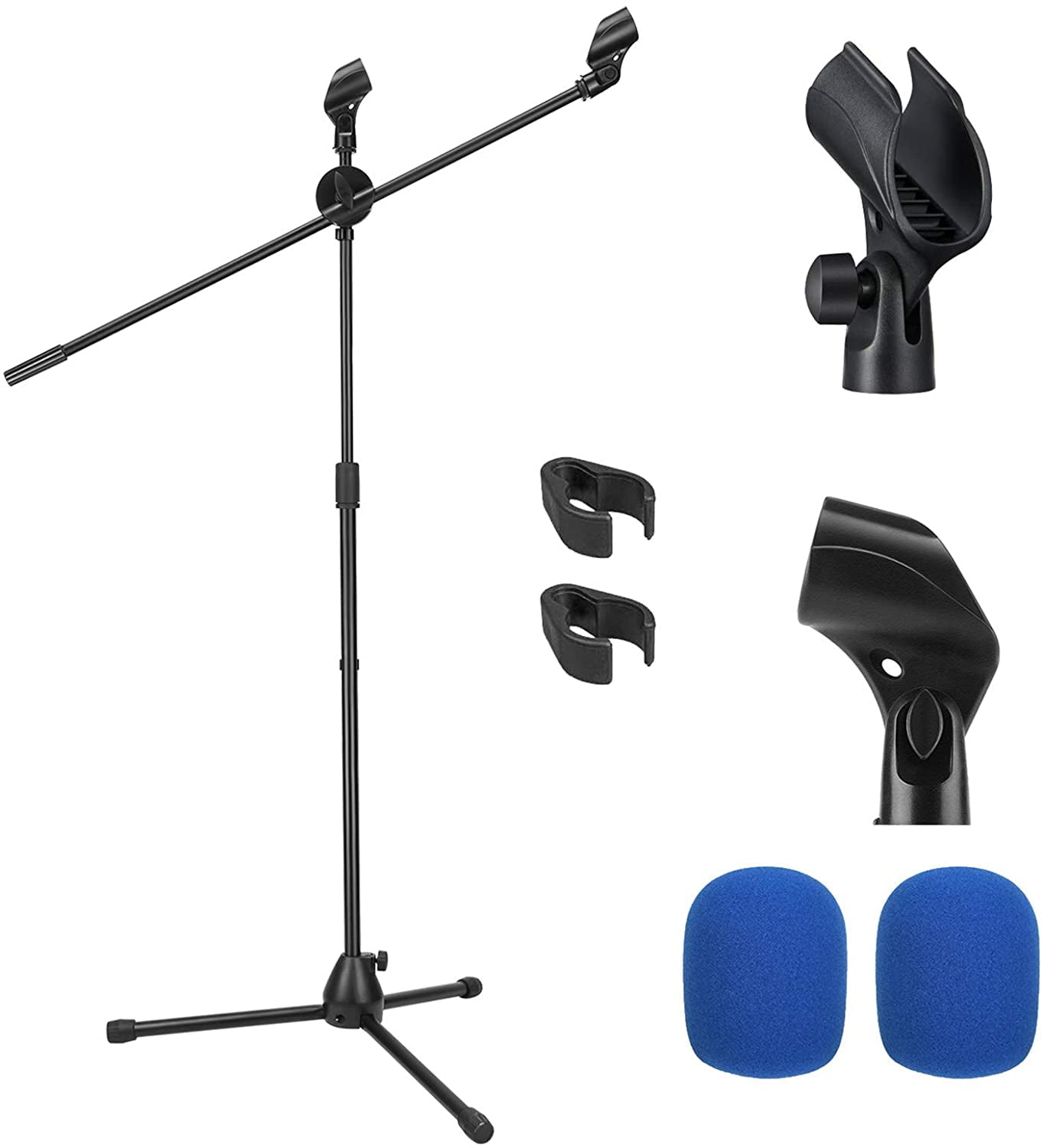 Moukey Microphone Mic Stand, Tripod Boom Microphone Stand with 2 Non