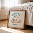 thumbnail image 6 of Indoor Girl Summer - Drawing Cat Humor Illustration Quote Reading Animal Summer Oak Framed Wall Art Print 8 x 8 inches, 6 of 8